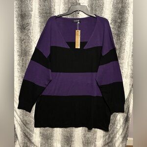 BloomChic V-neck Purple Black Colorblock Sweater size 2X 18-20